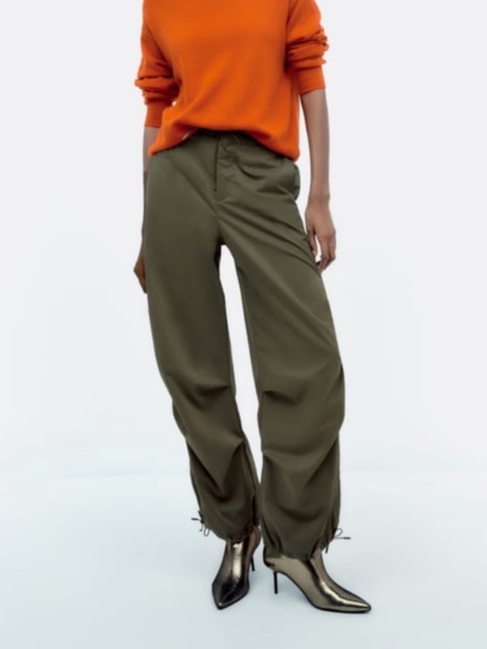 Zara  Green Parachute Pants S